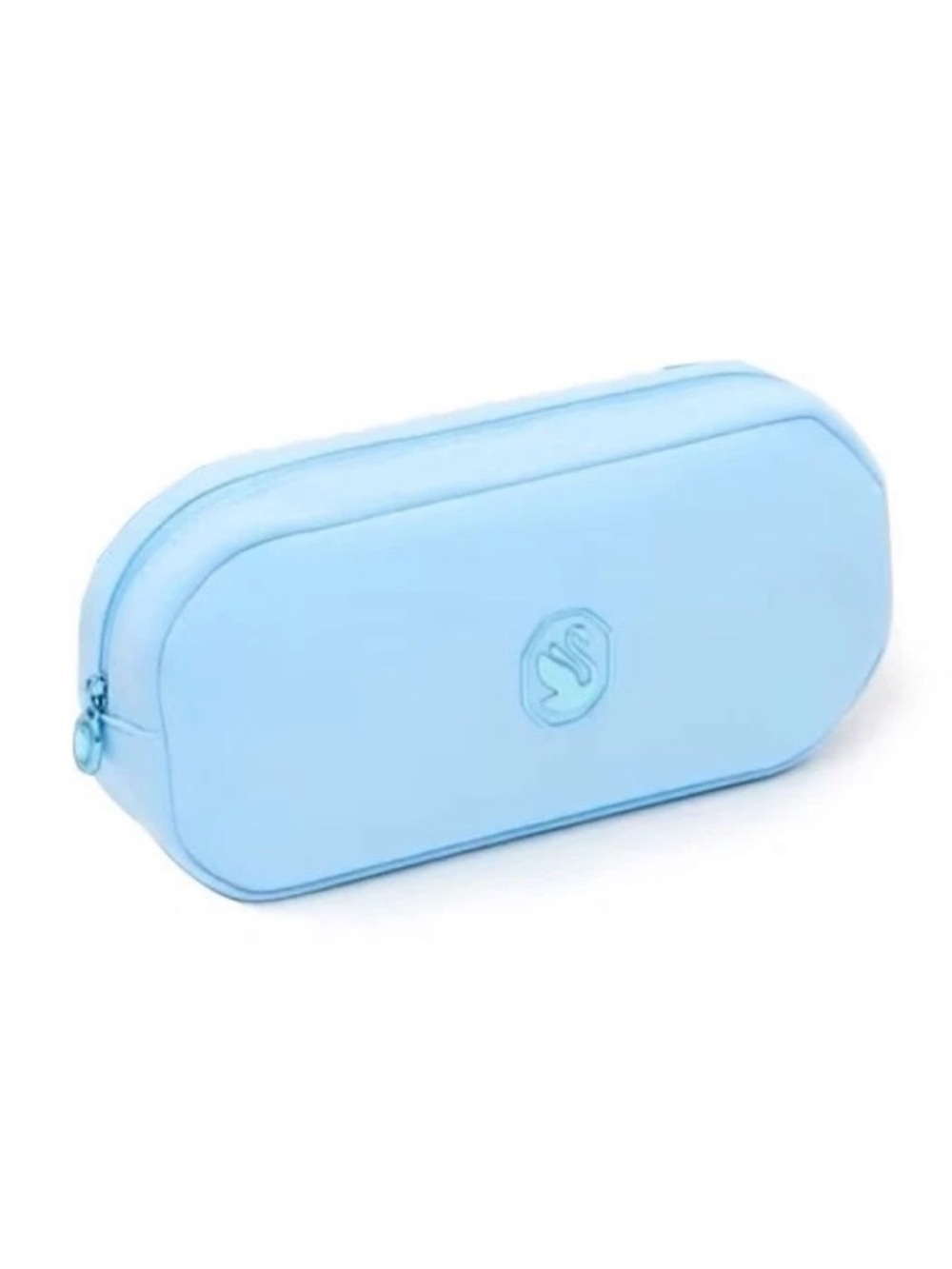Swarovski Light Blue Makeup Bag with Zipper Closure and Inner Pocket